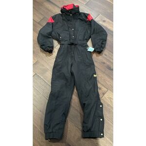 Couloir Vintage Women's One Piece Ski Suit Size 12 Black & Red